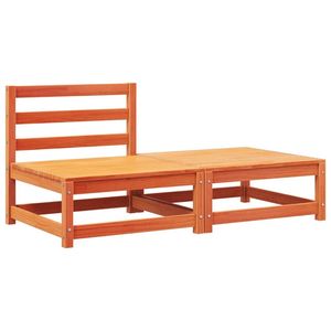 Divano da giardino modulare medio in legno di pino massiccio color marrone cerato - Product Image 4