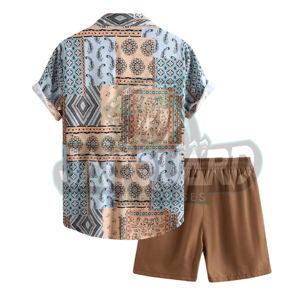 รุ่นที่ดีที่สุด ตอนนี้มาพร้อมกับชุดเซ็ตเสื้อโปโลและกางเกงขาสั้นลำลองสำหรับผู้ชาย 2 ชิ้น แบรนด์ส่วนตัว สำหรับฤดูร้อน - Product Image 5