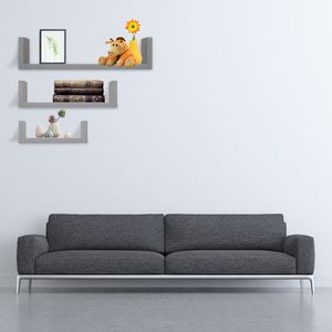 Set di 3 Mensole Galleggianti in Ferro Grigio, Scaffali da Parete per Libri e Decorazioni, Mensole Fluttuanti Montate a Muro - Product Image 2
