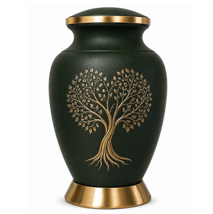 Urna Funeraria de Metal Dorado con Árbol de la Vida, para Cenizas de Adultos, Estilo Americano/Europeo - Product Image 1