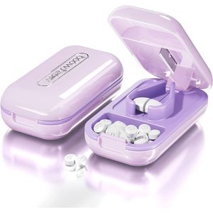 Tagliapillole Portatile e Pratico, Compatto per Pillole Grandi, Vitamine e Compresse, con Custodia in PU - Product Image 1
