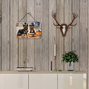 หลากสี Cairn Terrier ฤดูใบไม้ร่วงห้องครัวฟักทองประตูแขวนพิมพ์อลูมิเนียมป้ายโลหะสำหรับตกแต่งผนังงานปาร์ตี้ - Product Image 4