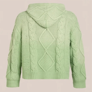 Sweat à capuche tricoté surdimensionné personnalisé en molleton de coton épais, coupe décontractée, style streetwear unisexe - Product Image 2