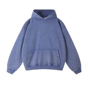 Sweat à capuche pour homme en coton 100% de qualité supérieure, avec tissu épais, cordon en coton 100%, personnalisable, pull-over uni, coupe courte et ample - Product Image 6