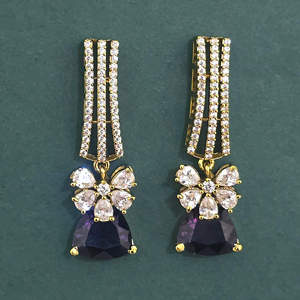Grossistes de bijoux fantaisie en Inde, boucles d'oreilles classiques en zircone cubique avec placage Mehndi 443966 - Product Image 4