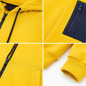 Sweat à capuche zippé pour homme, coupe ample et oversize, couleur jaune vif, manches épaisses, poche zippée, fermeture à cordon de serrage - Product Image 5