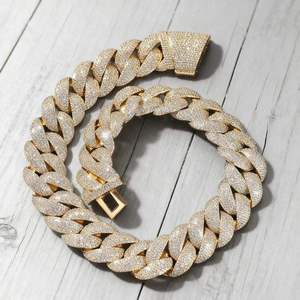 Luxury Cuban Link <b>Chain</b> Necklace VVS Moissanite Diamond Hip Hop Jewelry for Men Unisex <b>Iced</b> <b>Out</b> Statement Gold Style - Product Image 2