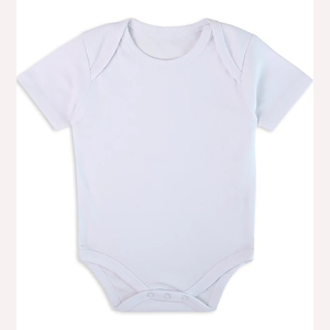 Baby Boys White Short Sleeve <b>Onesie</b> Round Neck 100% Cotton Breathable Knitted Solid Color Regular Fit With Buttons - Product Image 1