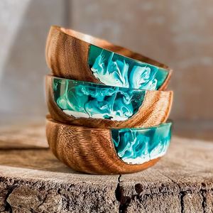 Luxury Eco-Friendly Wooden and Resin <b>Bowl</b> Essential Kitchenware for Serving Fruits Snacks Food - Product Image 1