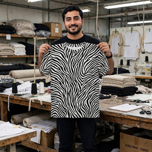 <b>Men</b> Zebra Print Short Sleeve T <b>Shirt</b> set Breathable Knitted Casual O Neck Streetwear Tee Manufacturer Direct Sialkot - Product Image 5