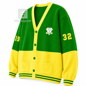 Suéter universitario transpirable personalizado de la hermandad Chi Eta Phi con logotipo bordado en la parte delantera, verde y amarillo, informal, de manga larga para mujer. - Product Image 2