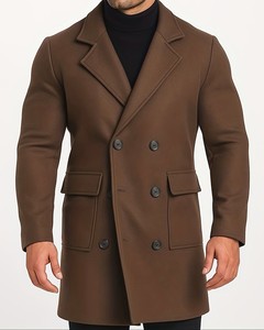 Manteau long décontracté pour homme à revers simple, en laine/polyester, avec fourrure, fabriqué au Bangladesh - Product Image 1