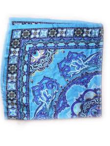 Écharpe longue en satin à motif à carreaux bleu et noir, style vintage, en soie, design personnalisé, pour femmes et filles, décontractée - Product Image 3