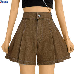 Short Pants <b>Jeans</b> for Women Shorts <b>Elastic</b> <b>Waist</b> Women Denim Shorts Custom Women's Plus Size High Rise <b>Jeans</b> Pleated Wide Leg - Product Image 4