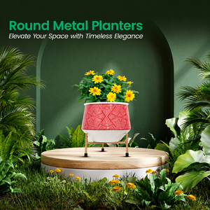 Jardinière en métal Scarlette Splendor avec support en fer, élégante jardinière décorative pour jardin d'intérieur, balcon, salon - Product Image 4