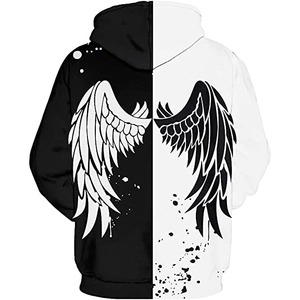 Sweat à capuche pour homme noir et blanc à imprimé crâne, style punk, sublimation, coupe classique, en polyester tricoté, pour l'automne - Product Image 2