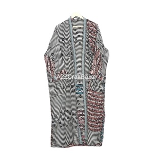 Estilo bohemio elegante largo Patchwork seda Bikini cubierta Kimono reciclado verano Mujer transpirable frente dama de honor batas primavera - Product Image 2