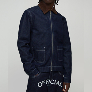Quality Casual Embroidered Windproof Oversized Drop Shoulder Denim <b>Jeans</b> <b>Jacket</b> for Men Distressed <b>Black</b> 100% Cotton Winter - Product Image 1