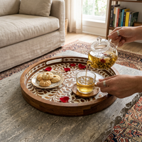 Plateaux de service faits à la main en résine avec incrustations d'os et de nacre |   Décoration d'intérieur personnalisée en gros |   Fabricant OEM ODM