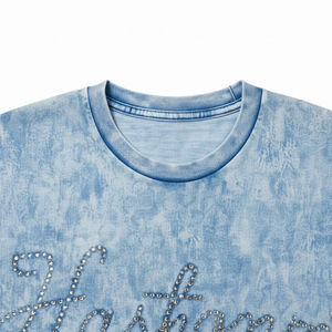 Camiseta Gráfica Vintage con Pedrería Personalizada 2026, Lavada al Ácido, para Hombre, 100% Algodón Tejido, Corte Holgado, Estampada - Product Image 3