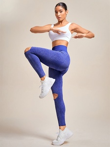 Legging de yoga pour femme à taille haute, imprimé à carreaux, en Spandex/Polyester délavé, extensible dans les quatre sens, respirant, longueur intégrale, effet ventre plat - Product Image 3