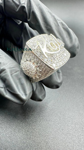 Anillo de Diamante Cultivado en Laboratorio de Plata 925 y Oro Blanco para Hombre, Corte Brillante Redondo, Estilo Hiphop, para Uso Diario - Product Image 3