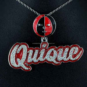 Personalizado rojo VVS Moissanite Logo colgante helado brillante corte diamante 925 Plata oro chapado Hip Hop letra esmalte colgante fiestas - Product Image 1