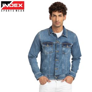 Chaqueta Vaquera Premium para Hombre, Corte Clásico, Chaqueta de Mezclilla Azul para Moda Casual Urbana, Primavera/Otoño, Venta al Por Mayor - Product Image 4