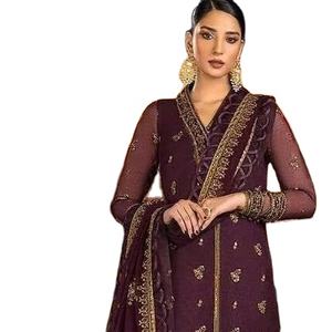 Salwar Kameez paquistaní largo estilo de moda hecho a mano más vendido con juego Dupatta en tamaño y color disponibles - Product Image 1