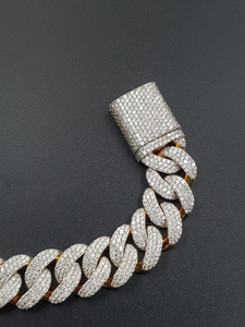 Pulsera de eslabones cubanos de oro de 10 quilates con diamantes de moissanita de 10 mm, ligera y lujosa, estilo Miami Iced Out, joyería para hombre - Product Image 6