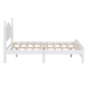 Retro Style Full Size Wood <b>Platform</b> <b>Bed</b> <b>Frame</b> with White Wooden Slat Support Model D0100H5PNL2 - Product Image 5