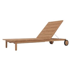 Chaises longues d'extérieur en bois à roulettes, mobilier de jardin de luxe, style nordique, pour villa, patio, balcon, chaise longue imperméable - Product Image 2