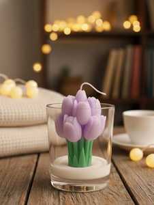 Personalized Tulip Flower Shape Soy Wax Art <b>Candle</b> in Glass Jar Scented Floral Home Decoration Elegant Style Bulk Wholesale Rate - Product Image 6