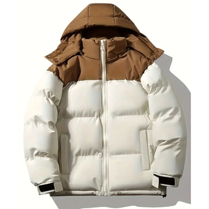 Men's <b>Warm</b> Winter Puffer Jacket Hood Comfortable Fit Windproof Breathable <b>Waterproof</b> Quilted Padding Canvas Outerwear Zipper - Product Image 1