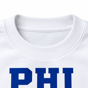 Phi Beta Sigma <b>Men</b> <b>White</b> Crew Neck <b>Sweatshirt</b> with Blue Greek Letter Graphic Long Sleeve Fleece Pullover Casual Fraternity - Product Image 5