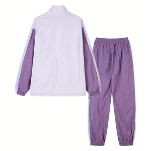 Conjuntos de cortavientos personalizados de color sólido para hombre, mangas largas, cremalleras completas, cuello alto, trajes cortavientos para senderismo al aire libre - Product Image 2