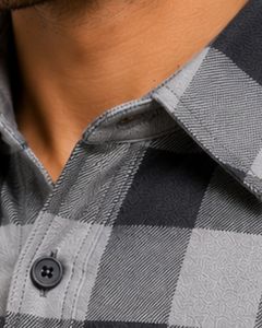 Gray Black Plaid Men Flannel Shirt Long Sleeve Button <b>Down</b> Checkered Casual Cotton Shirt With Pocket Streetwear Overshirt - Product Image 6