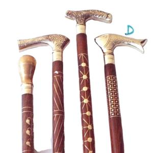 Best Quality and Handmade Wooden Foldable Walking <b>Stick</b> with Brass Handles / Wooden Walking Cane with Designer Handle - Product Image 1