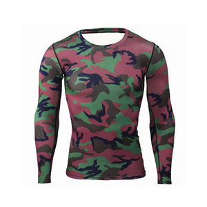 Best Camouflage MMA Rash Guard Custom Sublimation Compression Shirt for Brazilian Jiu Jitsu Cross Fit Gym Training OEM Factory - Product Image 5