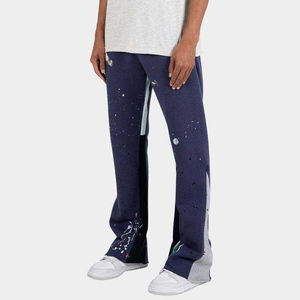 Pantalones de chándal acampanados de algodón de alta calidad para hombre, novedad 2026, con cintura elástica y diseño de patchwork, pantalones de hombre lavados. - Product Image 5