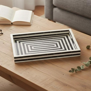 Bandeja de diseño con incrustaciones de hueso hecha a mano en India - Product Image 3