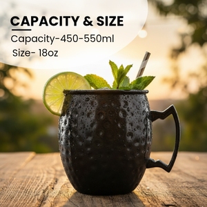 Wholesale Gunmetal Black Plated 18oz Stainless Steel Mug Moscow Mule <b>Cups</b> for Chilled Drink Mocktail Beer Cocktail Drinking - Product Image 3