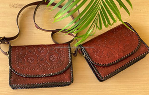 กระเป๋าสะพายข้างหนังควายทำด้วยมือของผู้หญิงวินเทจสีน้ำตาลแบบลำลองมีซิปปิดแบบหนีบผ้าแคนวาสสำหรับผู้หญิง - Product Image 3