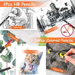 Professionale 140 pezzi Art forniture Kit elegante scatola di legno matite colorate olio pastelli acquerello pennelli gomma per bambini - Product Image 6
