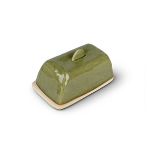 Beurrier en porcelaine de style vintage avec couvercle pour réfrigérateur, comptoir et cuisine moderne - Product Image 1