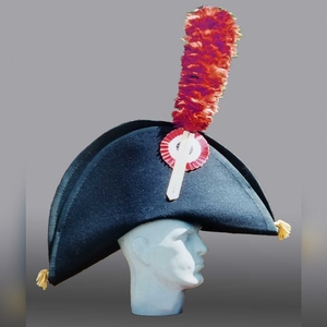 French Napoleonic era military-style bicorne reenactment hat, often featuring a decorative cockade and plume - Product Image 4