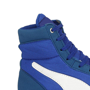Chaussures de boxe montantes à scratch en cuir respirant pour adultes, équipement d'entraînement d'arts martiaux personnalisé unisexe de haute qualité - Product Image 3
