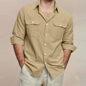 Men's Short Sleeve Solid Knitted for Shirt ODM Casual Quick Dry Button Collar Soft Comfortable Daily Tops - Product Image 3