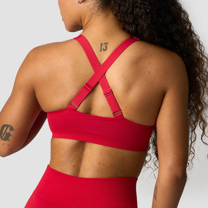 Top Deportivo Personalizado para Mujer, Color Sólido, Tirantes Cruzados en la Espalda, Cuello en U, Spandex y Nailon, Acolchado, Push-Up, Alta Resistencia, Secado Rápido, Tejido de Punto - Product Image 2