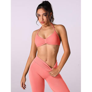Ensemble de yoga pour femmes avec soutien-gorge de sport à fonctions de sécurité lumineuses, leggings taille haute, tissu toutes saisons, grande taille, en nylon et élasthanne - Product Image 3